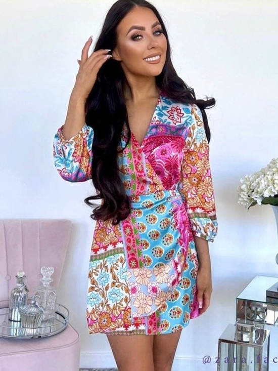 Zara Dresses & Skirts - NWT Zara Patchwork Floral Wrap Mini Dress